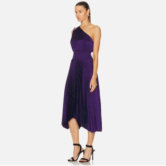 NWOT! Summer 2025 A.L.C. 'Ruby' Pleated One-Shoulder Dress Purple Size 6 - Picture 3 of 10